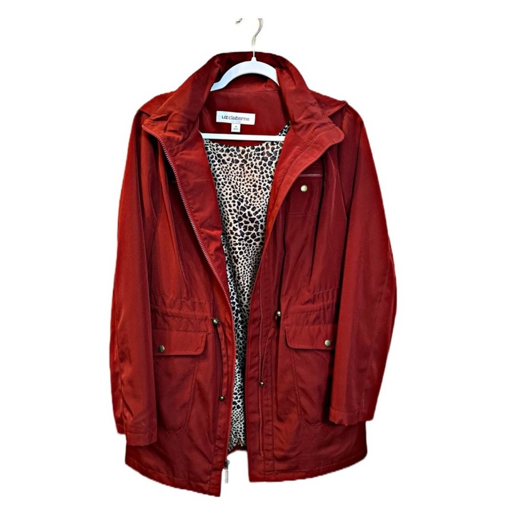 Liz Claiborne Red Utility Jacket with Cinched Waist
